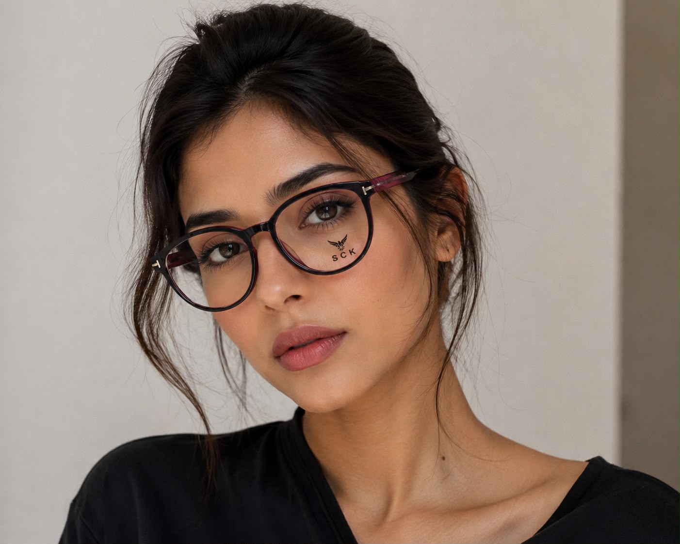 SCK Dual Tone Round Eyeglasses – Black & Pink